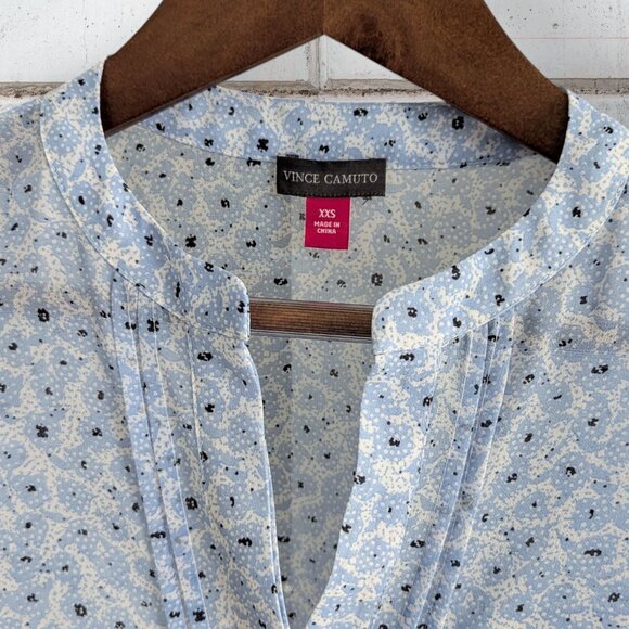 NWT Vince Camuto XXS Blue Opal V-Neck Ruffled Bell Sleeve Boho Blouse Top - Picture 3 of 5